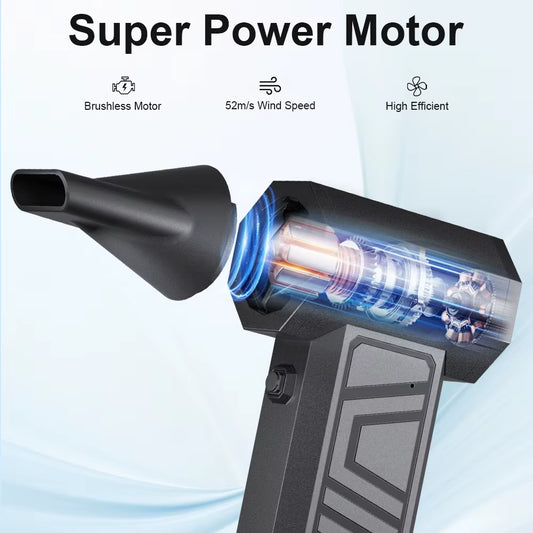 High-Performance Electric Air Duster with Turbo Jet Fan Technology - 130000RPM Portable Cleaning Blower with 5 Nozzles and Type-C Charging