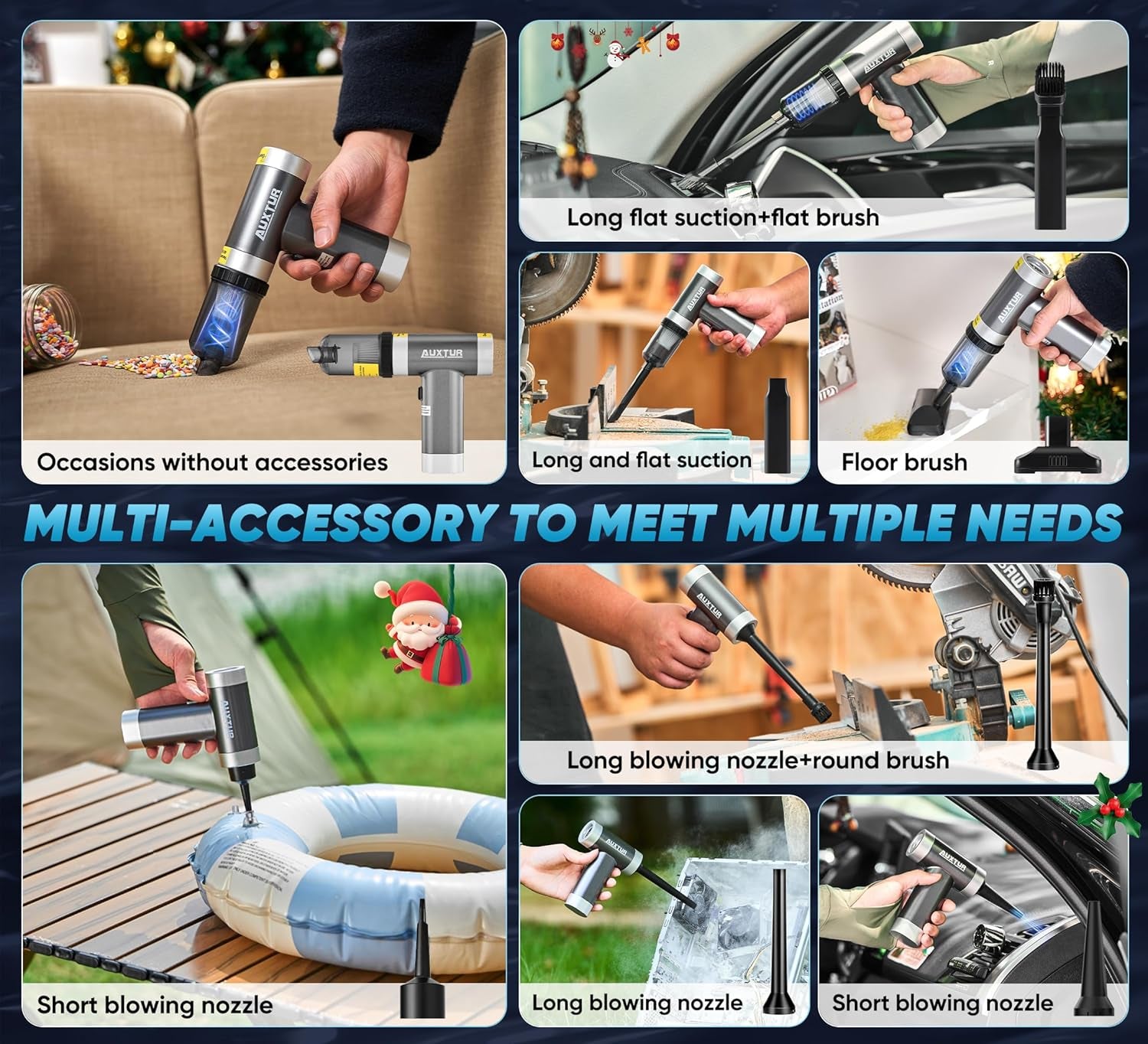 Powerful Mini Handheld Car Vacuum Cleaner - Cordless, 3-in-1 Design with 12000PA Suction for Ultimate Cleaning Convenience (Grey)