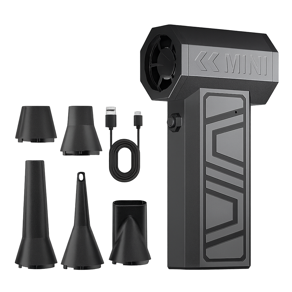 High-Performance Electric Air Duster with Turbo Jet Fan Technology - 130000RPM Portable Cleaning Blower with 5 Nozzles and Type-C Charging